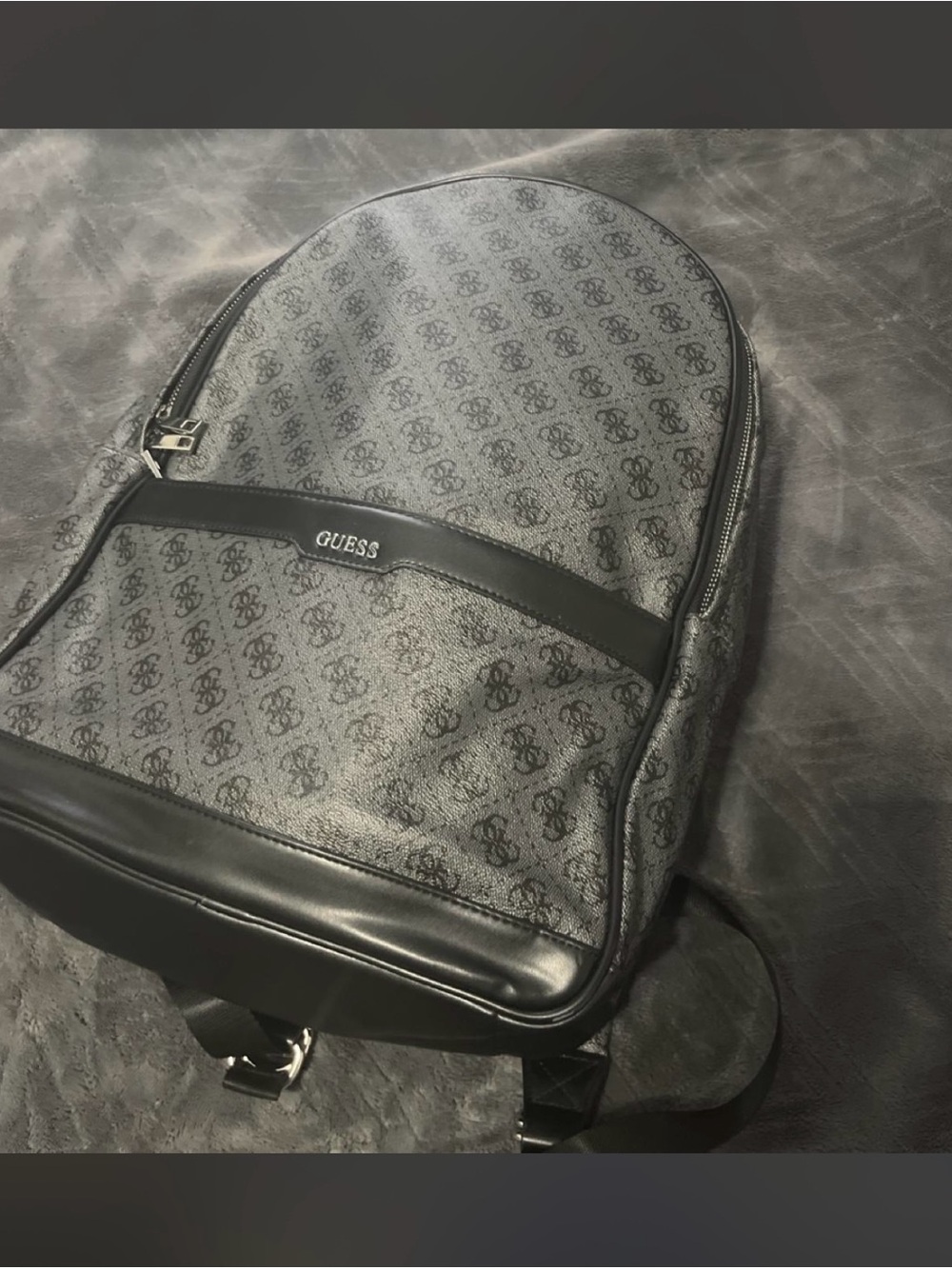 GUESS Gray & Black Monogram Backpack